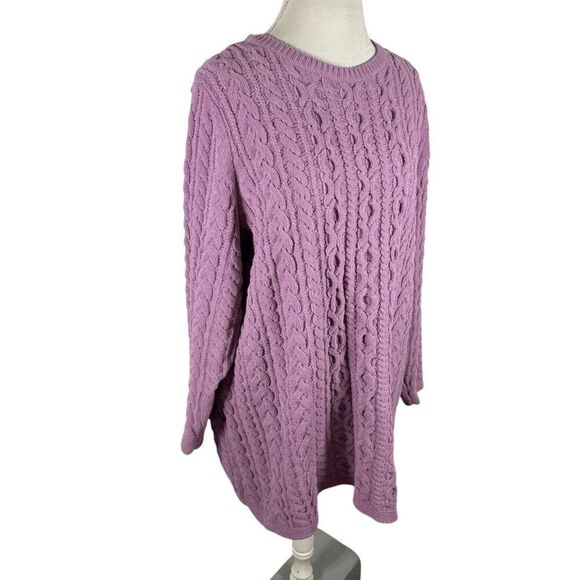 J. Jill Purple Cable Knit Sweater Tunic Soft Chenille Lagenlook Artsy Size 2X - Picture 3 of 9